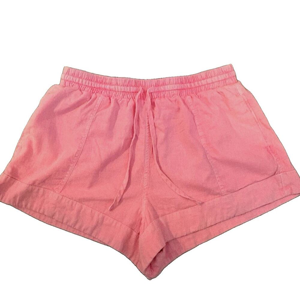 Universal Thread Pink Drawstring Elastic Waist Chino Shorts Pockets M